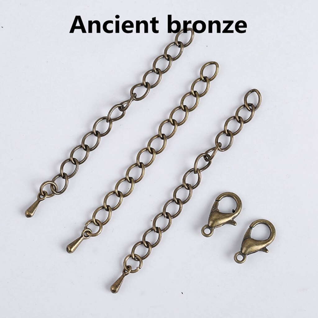 10-20 sæt 5cm 7cm halskæde forlænger kæde vanddråber charms tone hale kæde med hummer låse gør-det-selv smykker fremstilling forsyninger: Antik bronze / 7cm 10 sæt