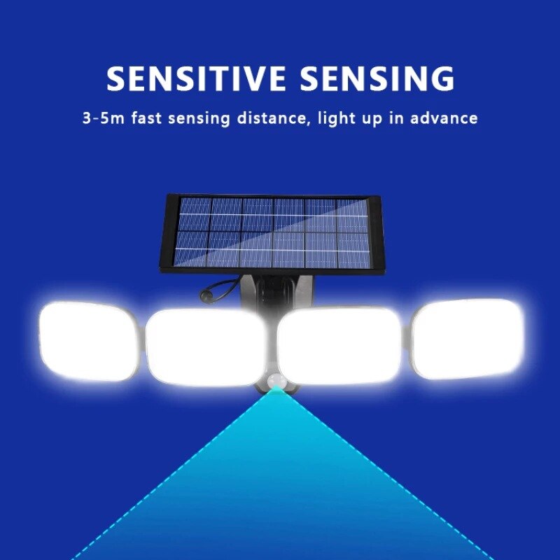 Vier Hoofd 240 Cob 200 Led Solar Light Outdoor Motion Sensor Wandlamp Waterdichte Tuin Lamp Emergency Pathway Yard Straat lamp