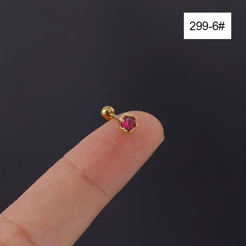 1 stück durchbohren Edelstahl Zucht Eearing für Frauen Trend Schmuck Mini Frühjahr Neue Farbe Zirkon Ohrring Bolzen für Mädchen: 1Stück 6