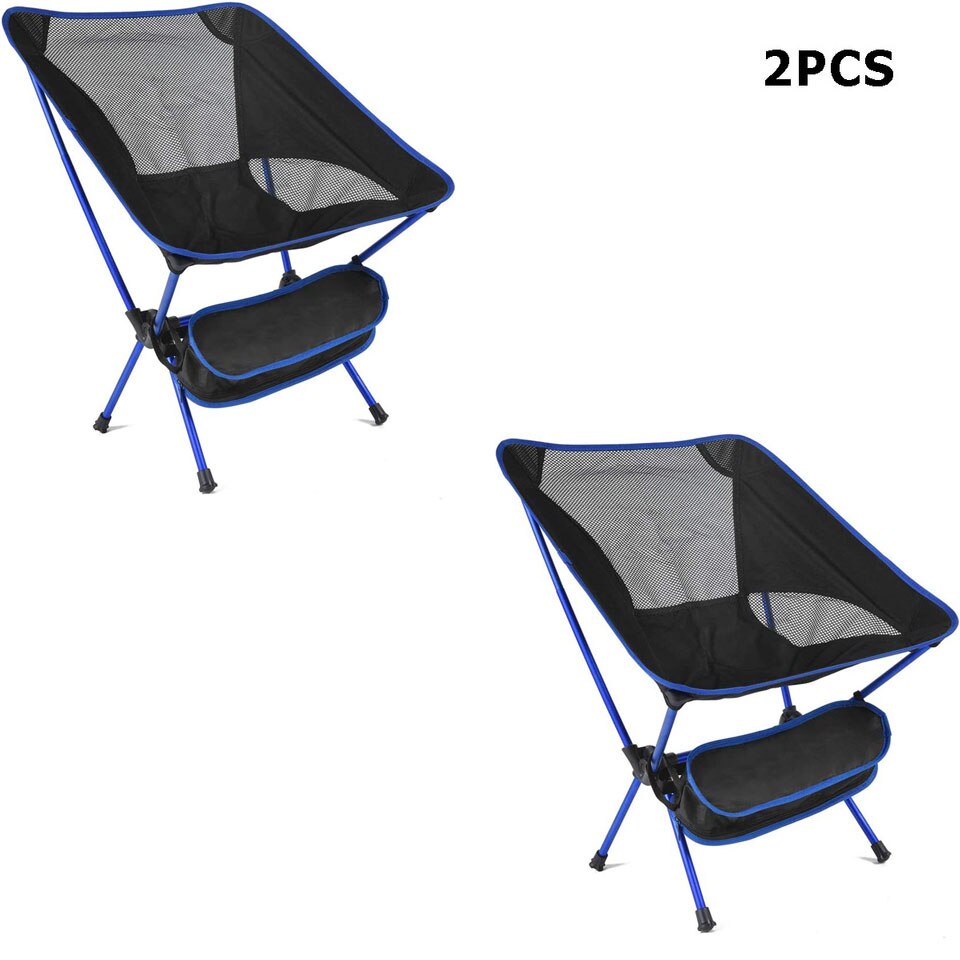 Portable Camping Beach Chair Lightweight Folding Fishing Outdoor camping Chair Ultra Light Orange Red Dark Blue Beach Chairs: 2pcs blue