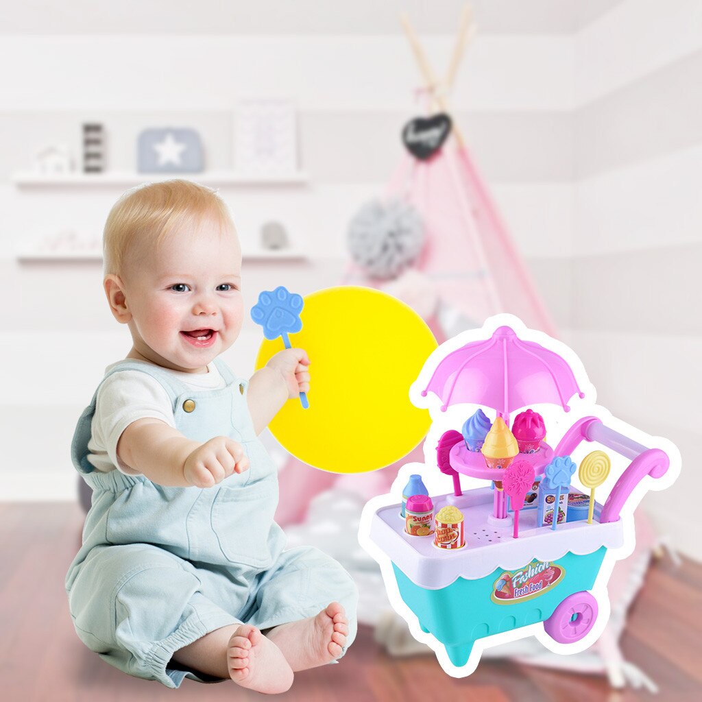 Children's play house ice cream cart toys simulation ice cream candy cart toy girl set role playing Education Hobby Funny