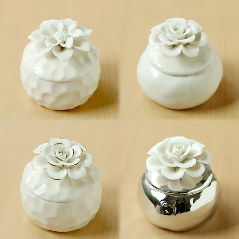 Velas aromáticas de flor de cerezo de soja de lujo, decoración de tarro de fragancia de cerámica de flores pintadas a mano Ins de estilo europeo
