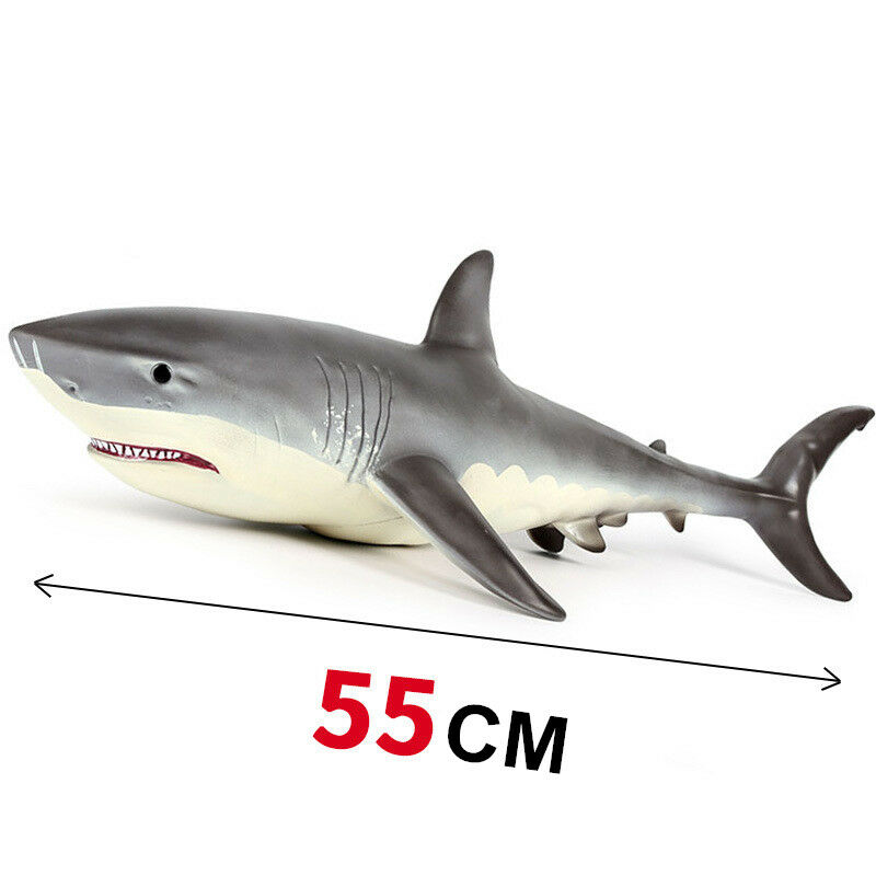 55CM Large Size White Shark Big Shark Figures Model Sea Life Animals Soft Great Lifelike Educational Toys For Kids