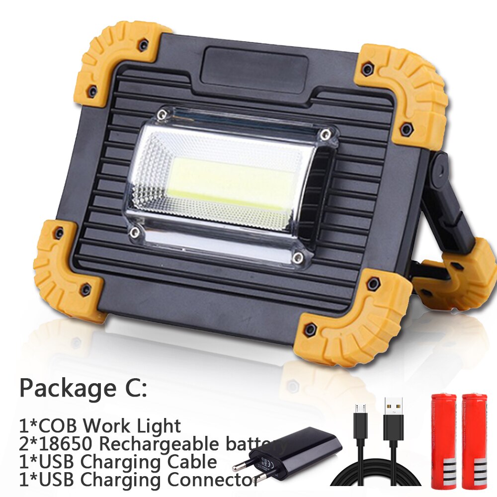 COB Work Lamp LED Portable Lantern Waterproof 4-Mode Emergency Portable Spotlight Rechargeable Floodlight for Camping Light: C