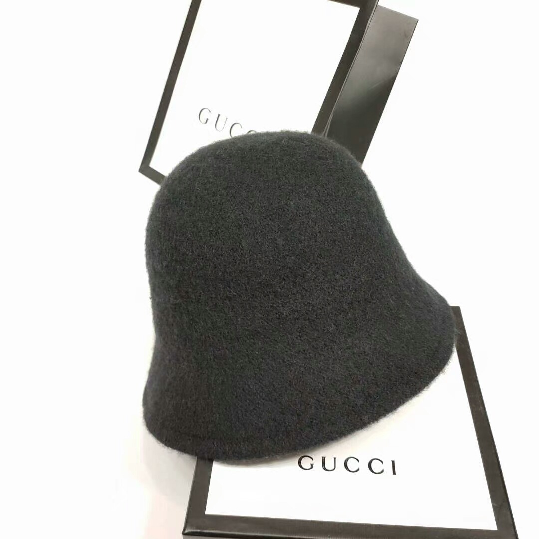 Bucket hats Autumn winter dome wool warm knitted Hat Women simple black woolen yarn basin cap Vintage weave casual hat: black