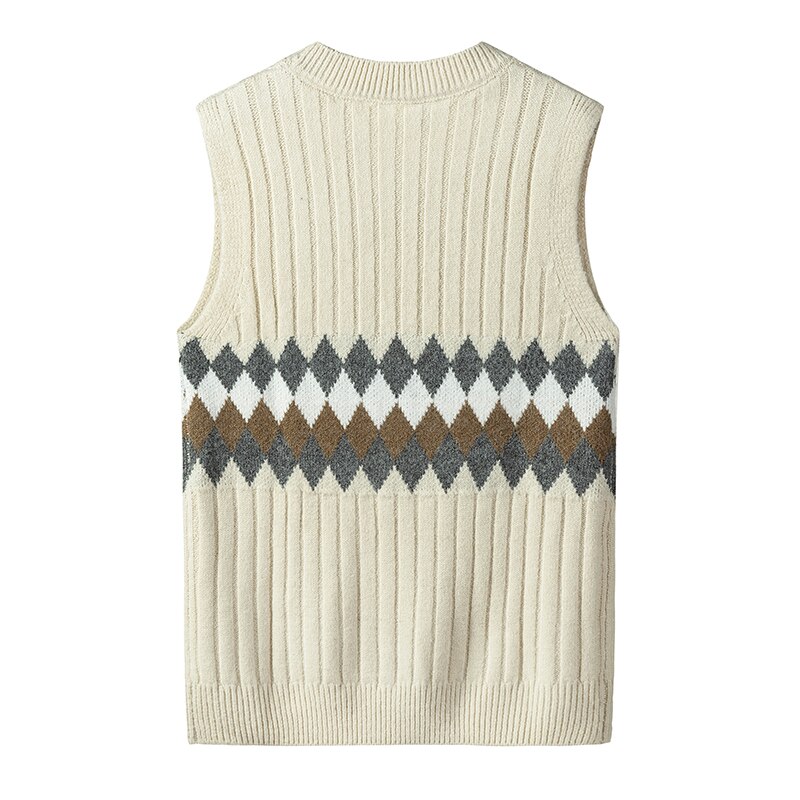 Huncher strikket sweater vest herre efterårs strik ærmeløs sweater koreansk harajuku patchwork sorte sweatere veste herre