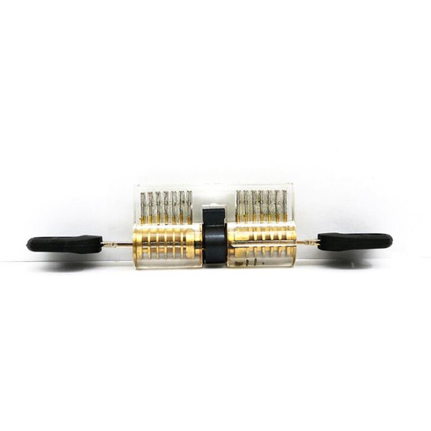 Transparent AB Practice Lock Double Row Of 7 Pins Cutaway Visible Cylinder Lock Pick Set