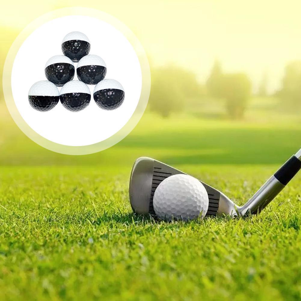 6Pcs/Set Of Golf Practice Balls Black And White Synthetic Balls Entainment Two Golfing Piece Practice Resin Rubber Outdoor F7Z1