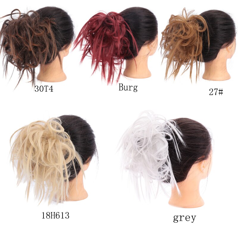 AOOSOO 7 pulgadas moño desordenado moño Tousled diadema elástica Chignon Pelo Rizado Scrunchie Updo cubierta sintético cabello para mujeres