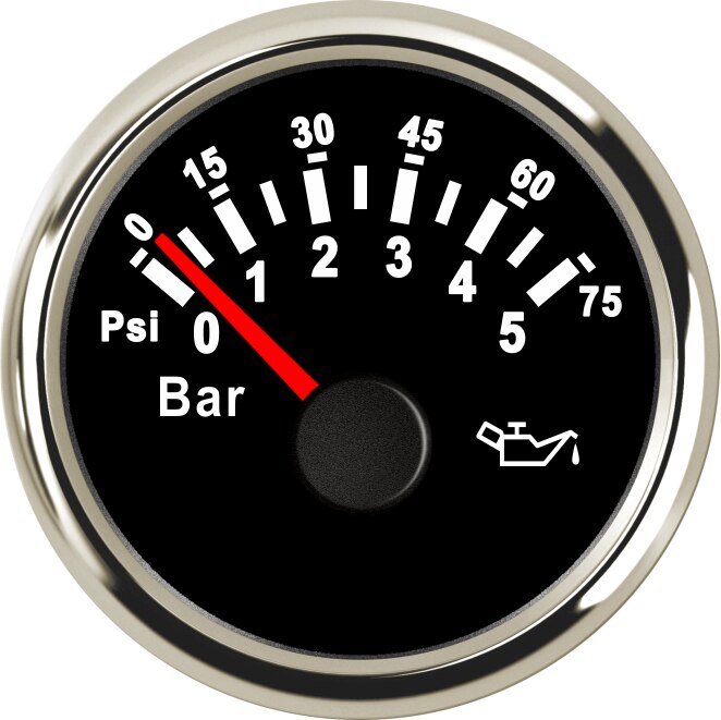 Manomètre universel de pression d'huile, 52mm 12V 24V, capteur de pression d'huile de moteur de voiture et de bateau, 0-5 Bar/0-10 Bar, M10: BS 0-5 Bar