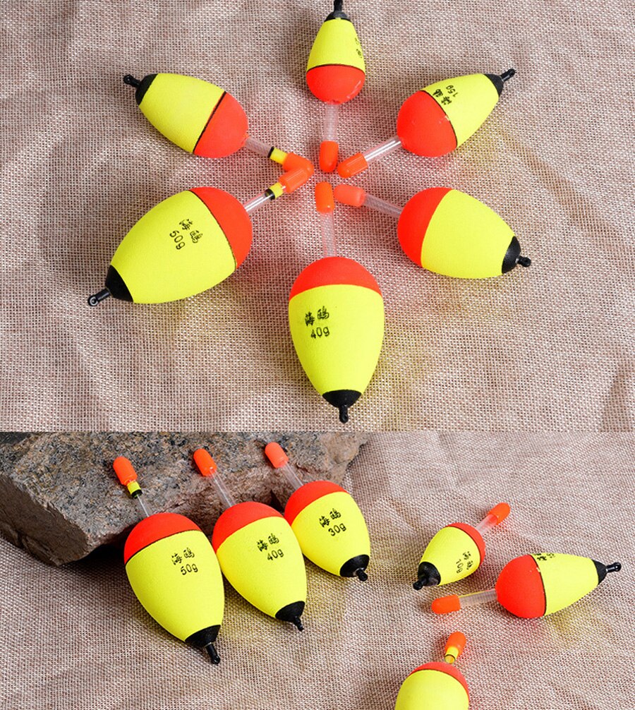 10Pcs/lot EVA Fishing Floats Set Sea Fish Float 10g-50g Bobber Night Luminous Sticks Belly Throw Rod Fishing Tackle Accessories