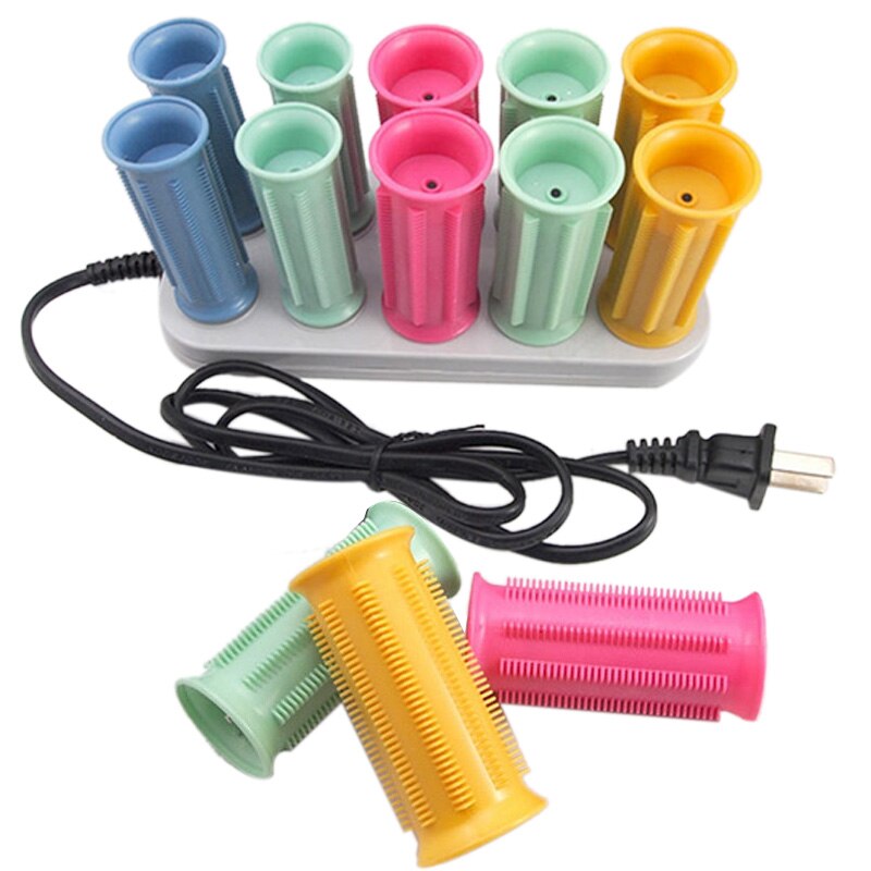 10 Pcs/Set Dry/Wet Hair Curler Electric ic Hair Curler Rollers Bendy Roller Sticks Set Styling Tools Hair Curler Us Plug