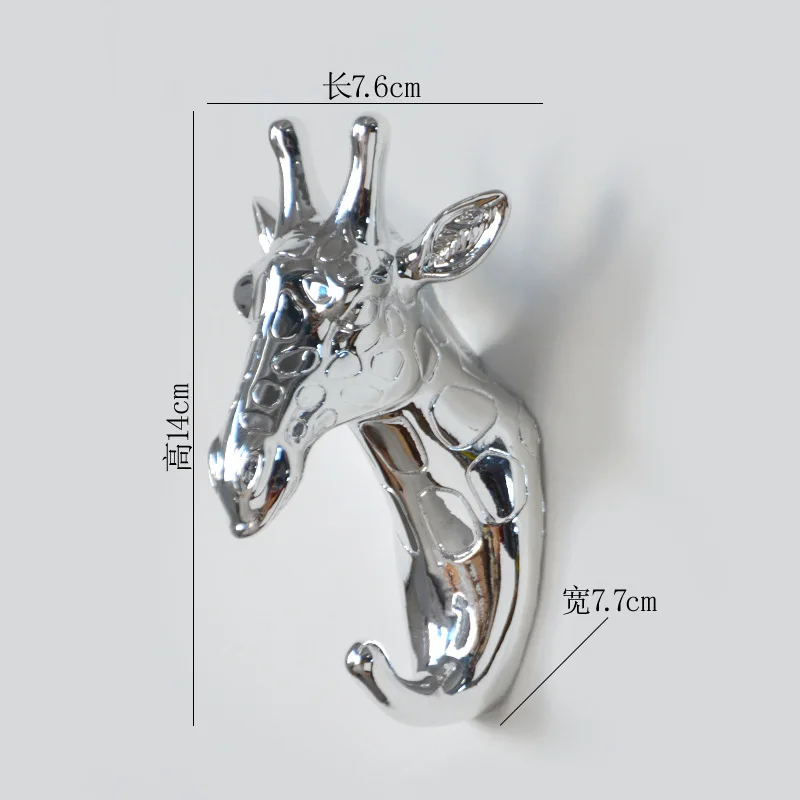 Ganchos con forma de Animal europeo, ciervo, Stags, rinoceronte, caballo, jirafa, cabeza de elefante, colgador de pared, abrigo para sombrero, gancho, soporte para estante, decoración del hogar: Gris claro
