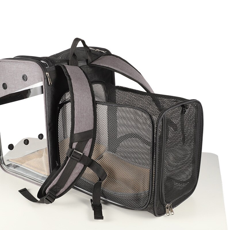 Mochila porta mascotas expandible, bolsa transparente para perros y gatos, bolsa de PVC para viaje, bolsa portátil, bolsas de hombro plegables para gatos