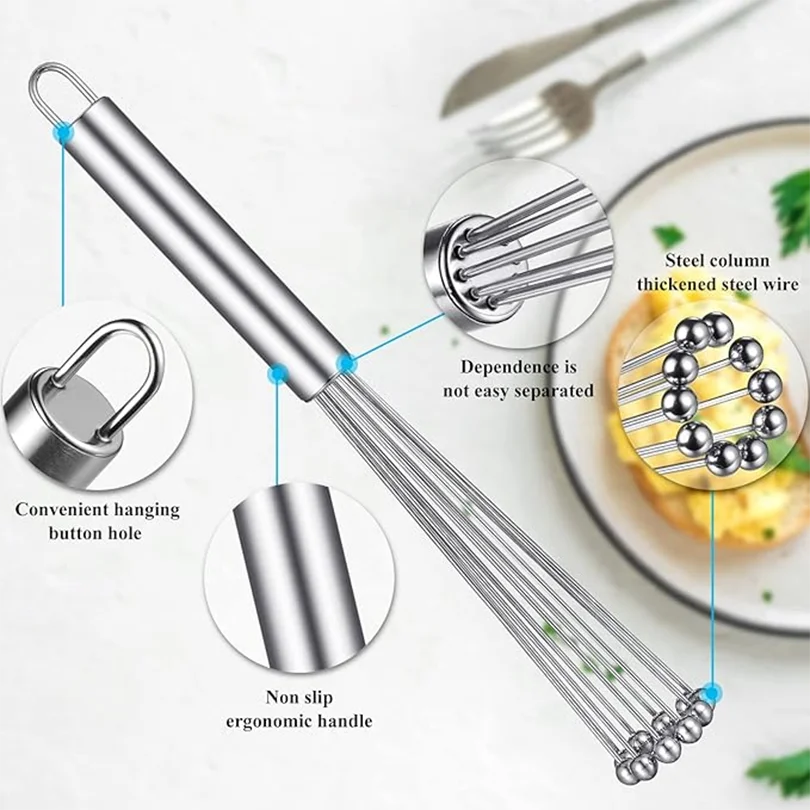 1 Pc Rvs Bal Garde Set Keuken Garde Draad Ei Garde Voor Koken Mengen Kloppen Kloppen Roeren Ei bakken Tool
