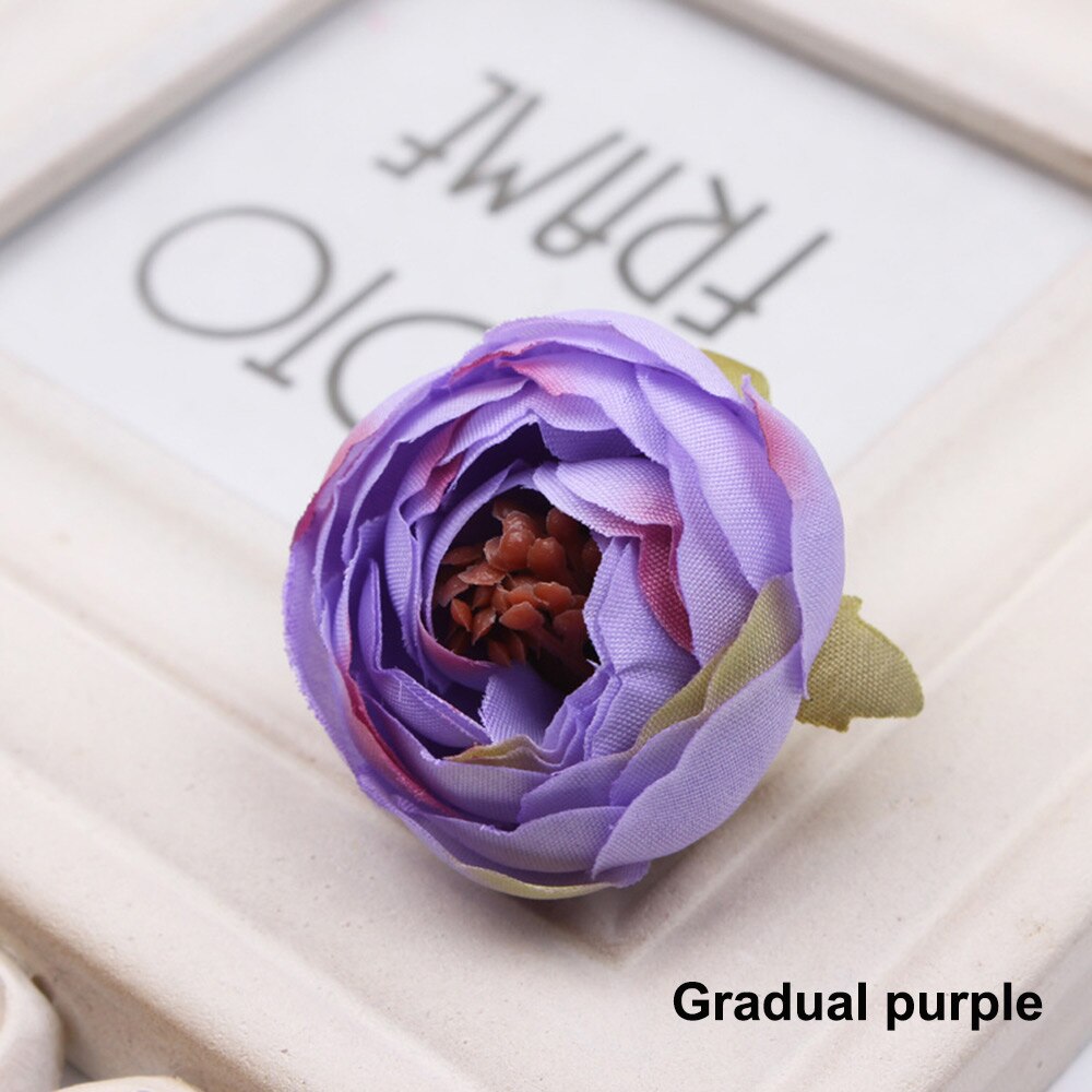 5 stuks 5cm kunstbloemen handgemaakte zijden stoffen bloemhoofdjes boeket voor bruiloft feest huisdecoratie doe-het-zelf doos knutselen: Geleidelijk paars