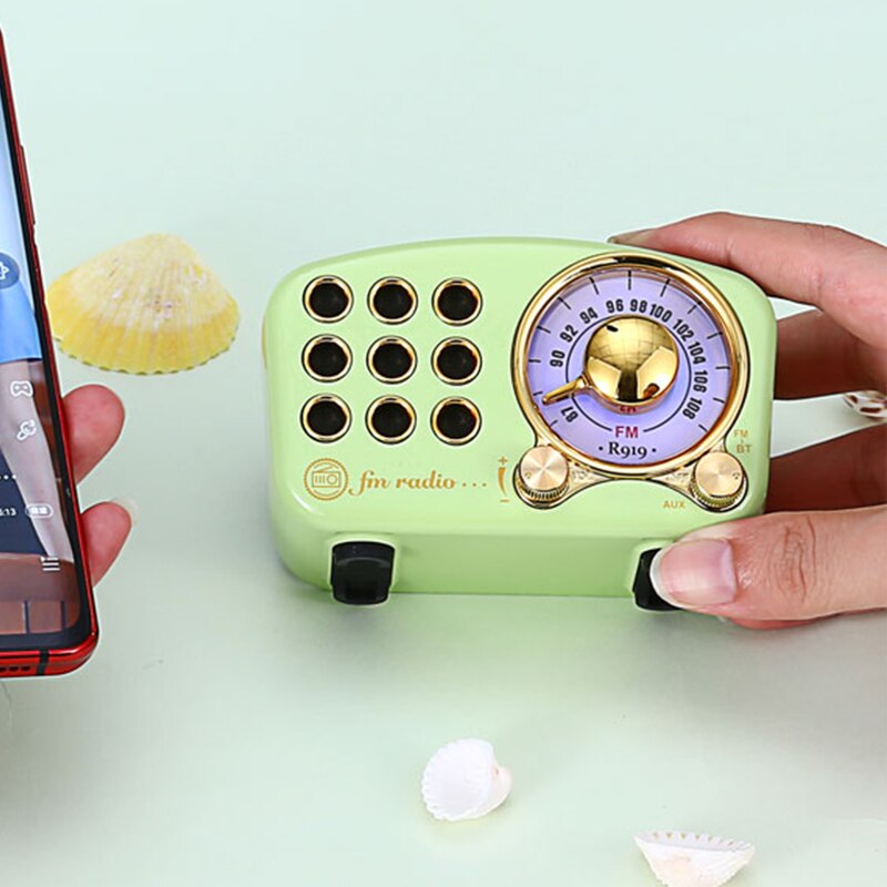 Bluetooth-radiolautsprecher, vintage-radio – fm-radio im altmodischen klick-stil, starke bassverstärkung (grün)