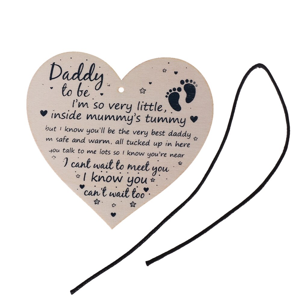 1PC Daddy Te Zijn Baby Shower Papa Vriend Hart Party Decoratie Van Bump Hout Ambachten Opknoping Plaque