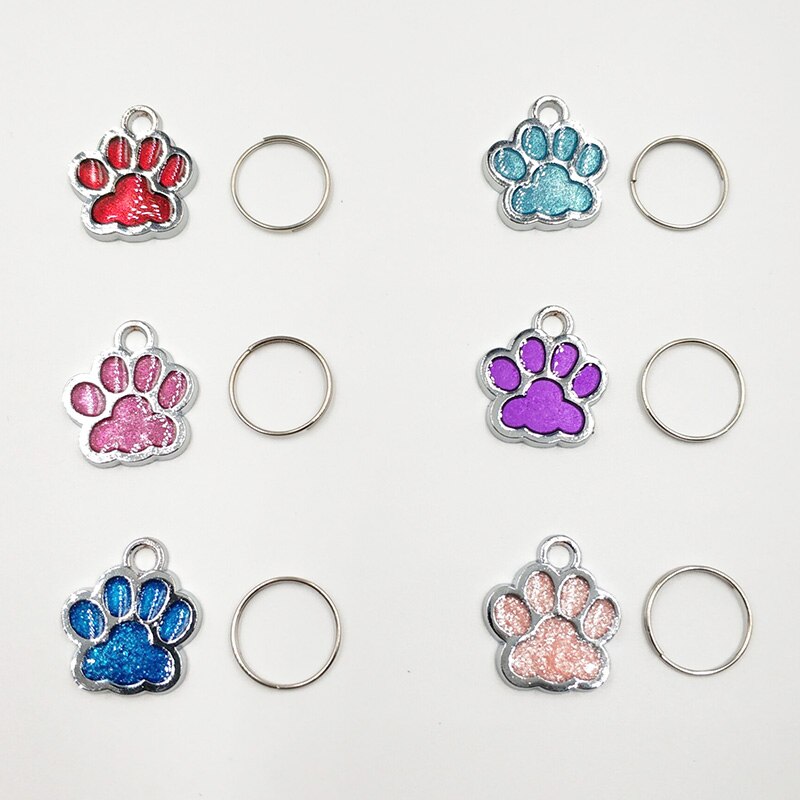 Lot de 3 étiquettes de collier pour chien, identification de chat, chiot, pendentif, paillettes, accessoires pour animaux de compagnie, couleur aléatoire
