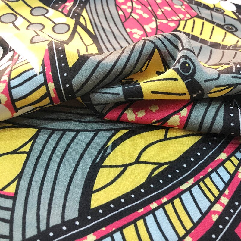 spring/summer product European/American brand black background white flower non-stretch satin printed fabr