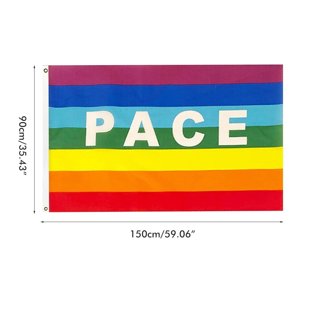 Steag colorat al păcii steag pacifist din poliester 90 x 145 cm steag steag pentru pace pentru grădină balcon în aer liber pentru a promova pacea