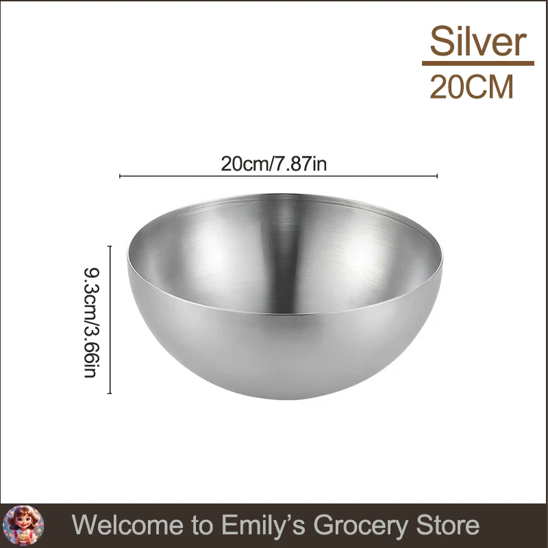 Golden Silver Salad Bowls Large Capacity Stainless Steel Korean Soup Rice Noodle Ramen Bowl Tableware Food Container Utensils: WHITE