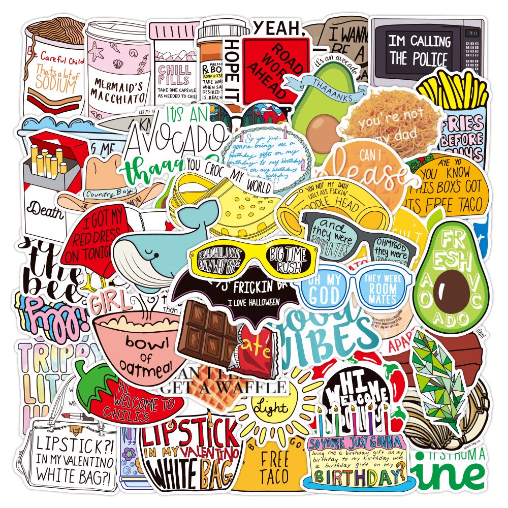 50pcs Motivational Phrases Stickers Inspirational Life Quotes Waterproof DIY Laptop Study Room Scrapbooking Graffiti Stickers: No6 50pcs