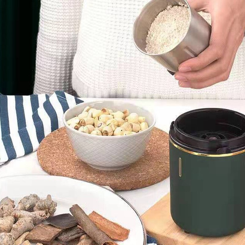 Portable Coffee Grinder Electric Bean Nut Herb Grinder Coffee Beans Multifunctional Coffee Machine for Kitchen,Green