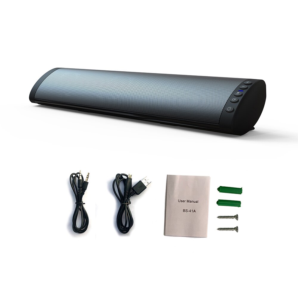 Bs -41a 10w tv lydplanke aux usb kablet og trådløs bluetooth hjemmekino fm radio surround soundbar for pc tv høyttaler veggheng: Default Title