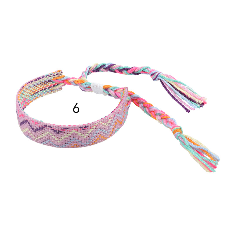Nepal etnico tessuto braccialetto fatto a mano amicizia treccia corda tessuto cinturino a mano ricamo braccialetto nappe coppia Boho Wrap donna uomo: Oro scuro