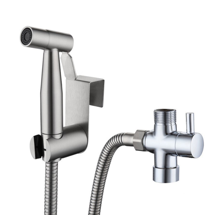 Hand-held toilet bidet sprayer kit for bathroom stainless steel hand bidet faucet manual sprayer shower head self-cleaning