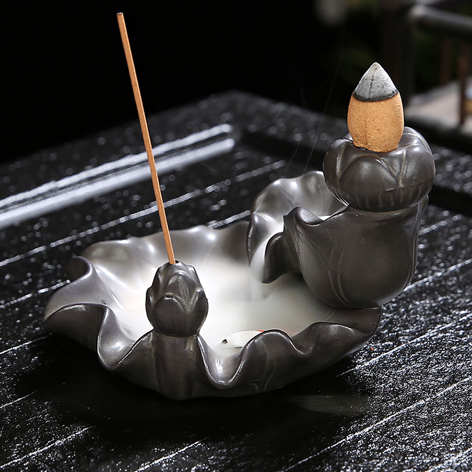 Black Bergamot Backflow Incense Burner Ceramic Incense Holder Small Cone Censer 1pc Incense Base for Home Decor