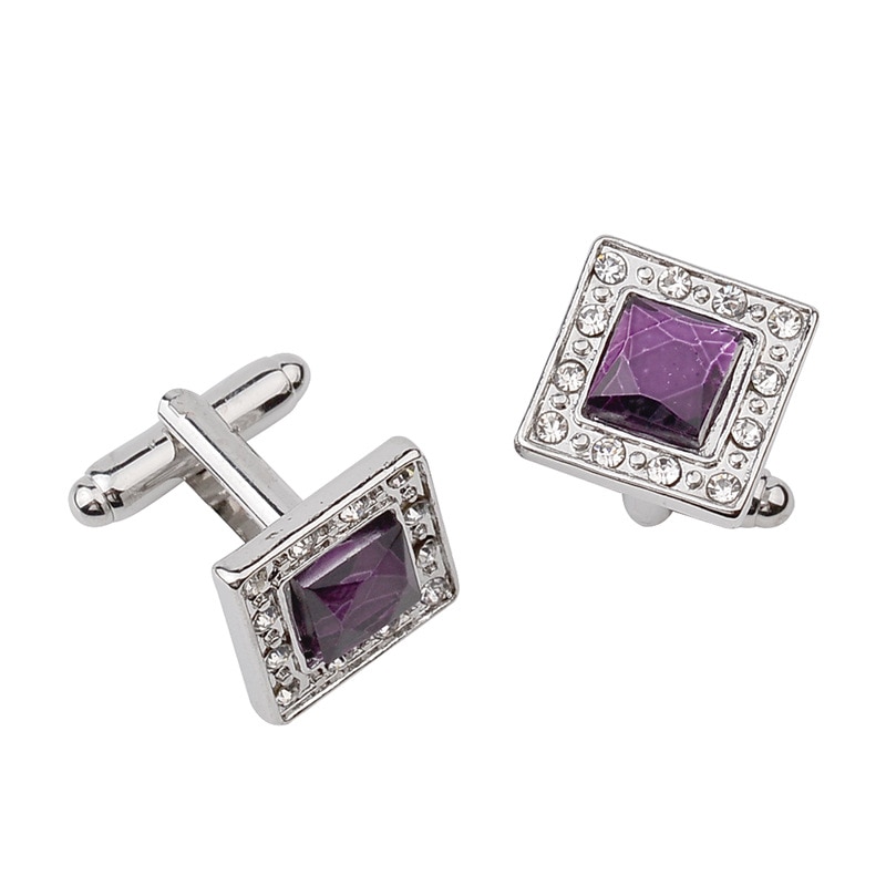 3 kleur Elegante Mannen Manchetknopen Klassieke Luxe Strass Kristal Vierkante Manchetknopen Mannelijke Franse Overhemd Manchet Knop