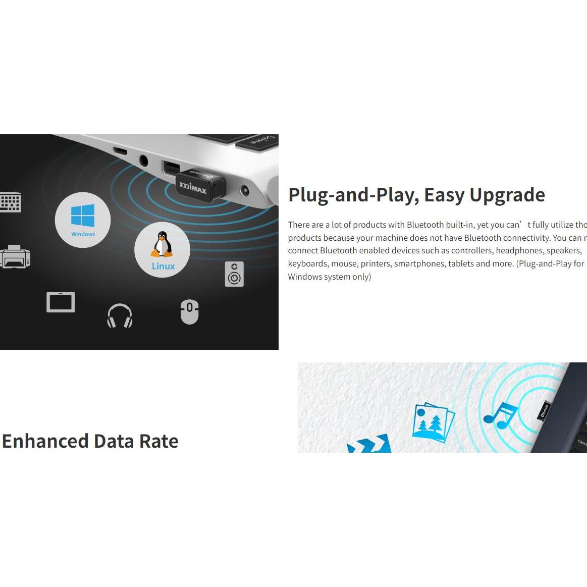 BT-8500 Edimax PC BT 5.0 EDR Nano USB, Win10/11 BeagleBoard Plug-and-play, Linux/Mint 21 Bluetooth-ontwikkelbord Raspberry PI
