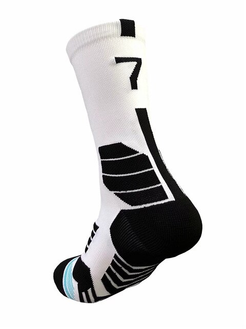 Calzini da basket professionali collocazione 0-9 numero calzini inferiori calzini sportivi sportivi per uomo e donna: 7 white Socks 1pcs