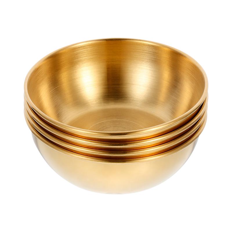 4pcs Golden Sauce Dish Appetizer Serving Tray Stainless Steel Sauce Dishes Spice Plates Kitchen Supplies Plates Spice Dish Plate
