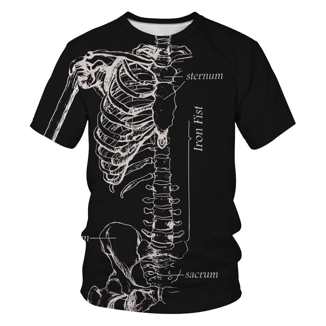 Halloween skelet t-shirt 3d print unisex kostume til kvinder mænd sort/hvid nyhed holdbart: Sort / 3xl