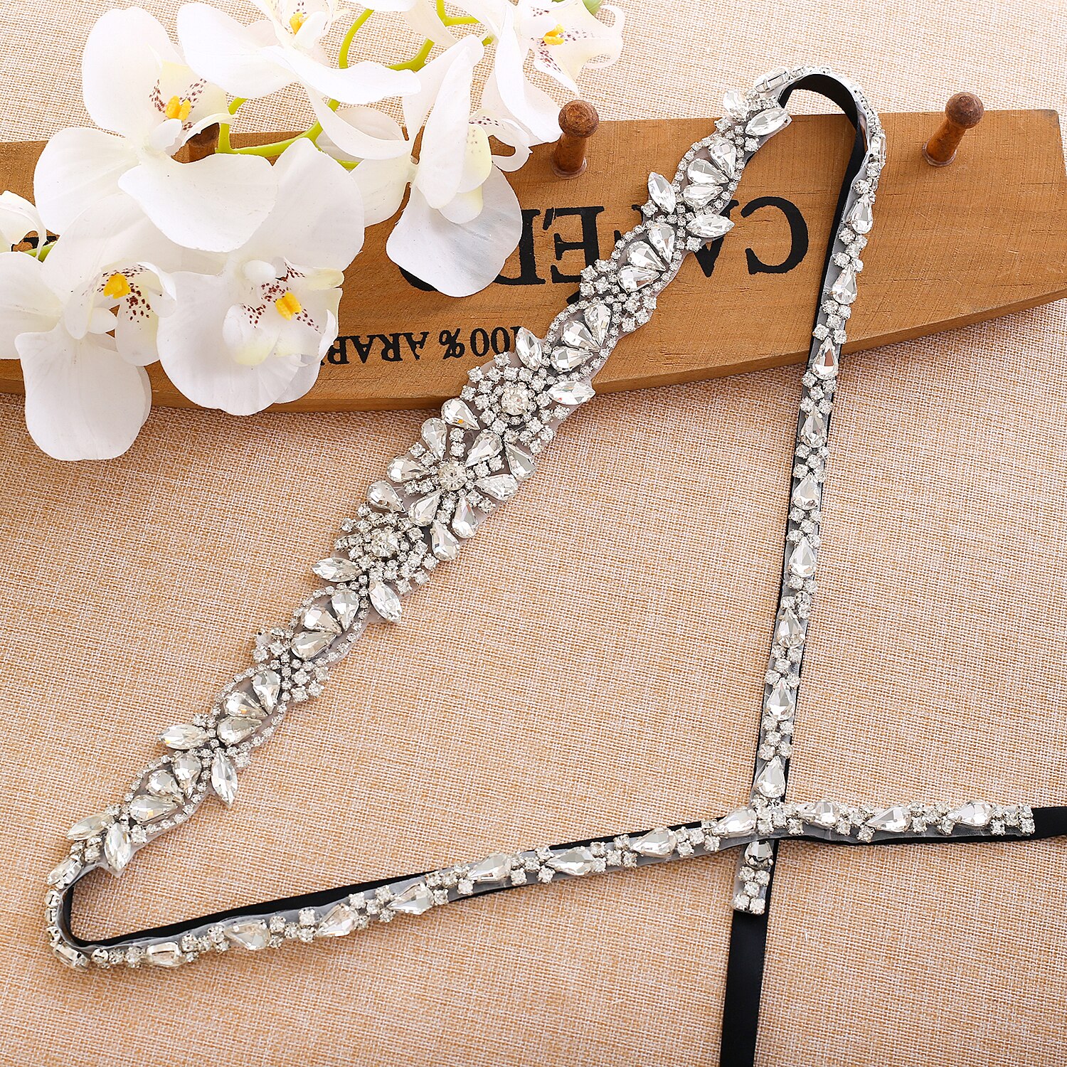 Cintos de Casamento De cristal Cinto de Fita de Cetim Nupcial Sash Belt Vestido de Casamento de Strass Acessórios de Casamento Y138S