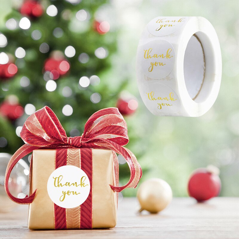 Étiquettes autocollantes merci à sceller, 500 pièces/rouleau, 2.5cm, pour emballage , Festival, fête d'anniversaire, décoration