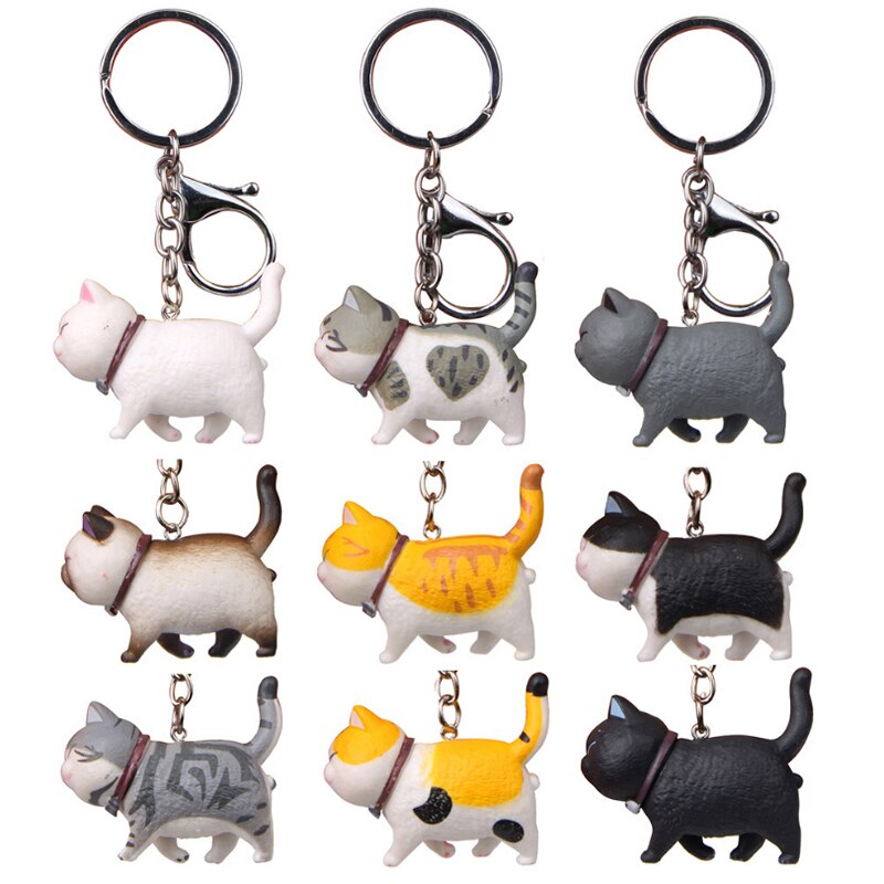 Porte-clés chat de dessin animé mignon, pendentif, chaton, tête secouée, sac de voiture, bijoux créatifs, à la , 10.5cm, 1 pièce