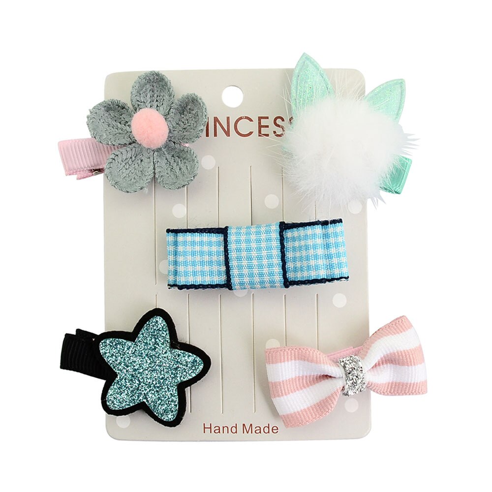 5 teile/satz 5 Farben Kinder Baby Mädchen Kleinkind Kaninchen ohren Form Haar Clip Bogen Blume Mini Barrettes Party Star Kinder haarnadeln