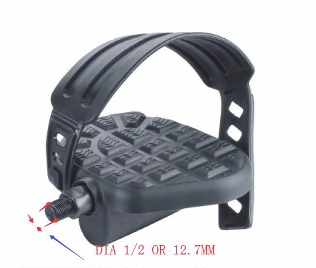 Bike Pedals,Black set with straps "Deluxe" 9/16"and 1/2" with left and right pair, dia 12.7mm and 14.2mm