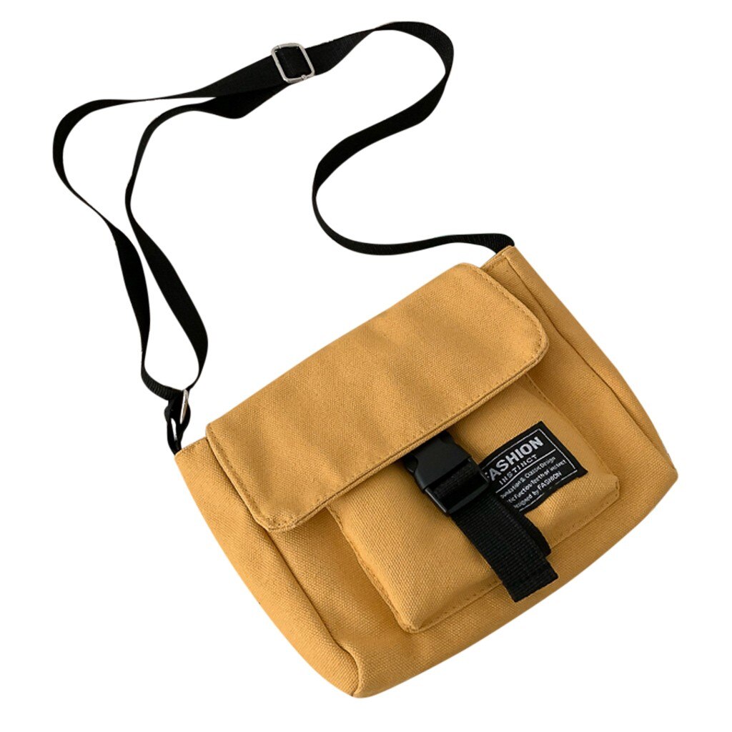 Women Canvas Wild Cute Messenger Bag Shoulder Bag Solid Color High Capacity Big Bags Small Casual Square Bags Women #BL5: Yellow