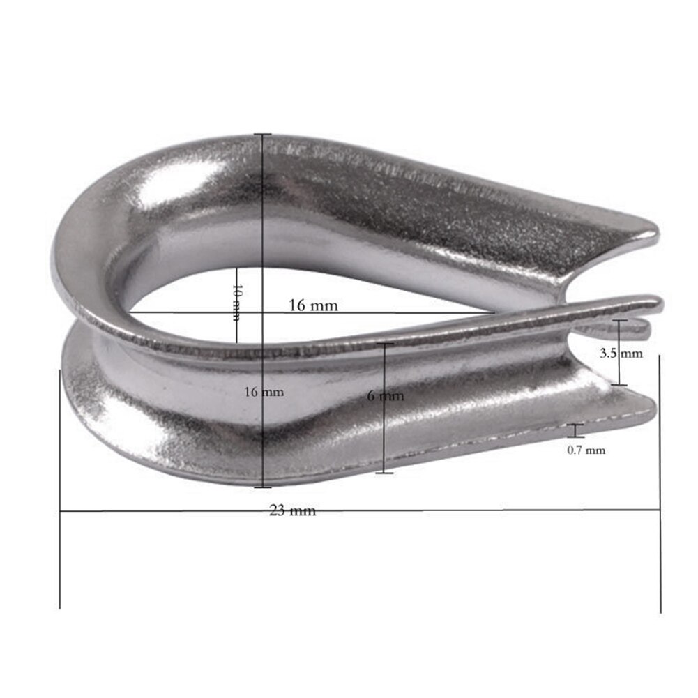 Bmby 4 x rustfri stål  - 3mm wire løkke reb fingerbøl