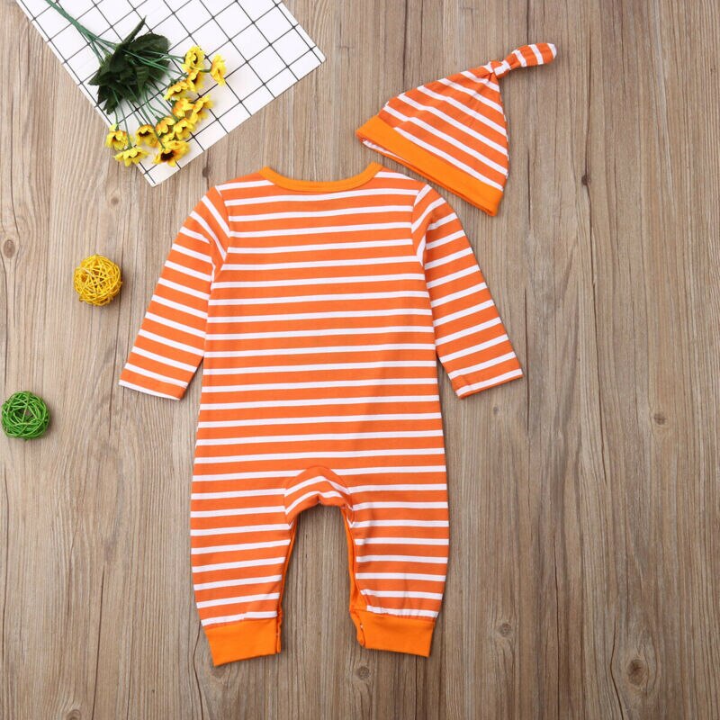 2019 fantasia Novità Appena nato Del bambino Della Ragazza del Ragazzo di Zucca di Halloween Vestiti A Strisce Pagliaccetto Lungo Del Manicotto del Vestito Della Tuta vestito 0-24M Carino