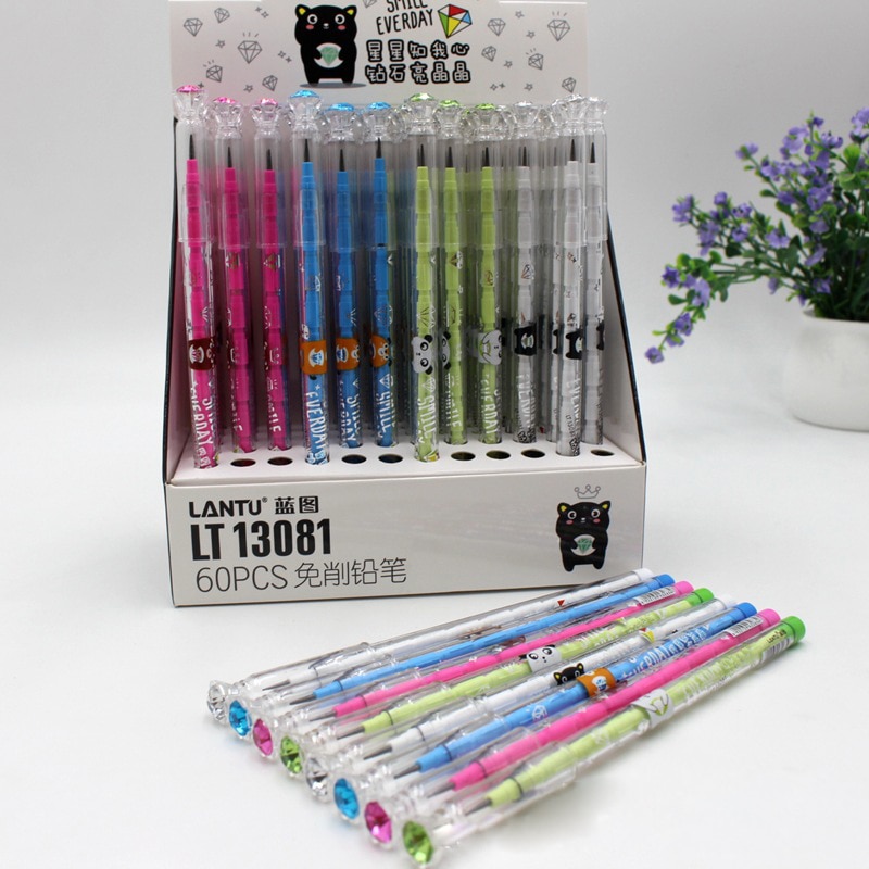 4PCS/Set Non-sharpening Pencil Cute Stationery Cartoon Pencil Plastic Pencil Student School Office Stationery