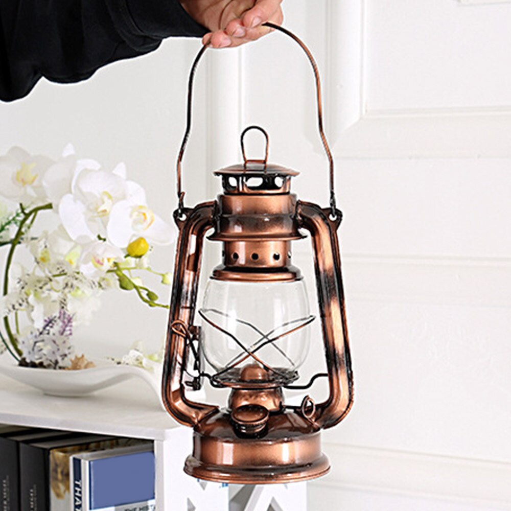 Bärbar belysning i retrostil fotogenlampa utomhus camping tält lampa metall camping ljus hushåll nödlampa