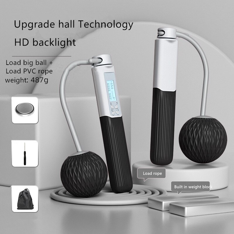 Cuerda de conteo inteligente para saltar, accesorio inalámbrico para gimnasio, Fitness, Crossfit, rodamiento de peso, fitness, aeróbico, quema de grasa: Classic black05