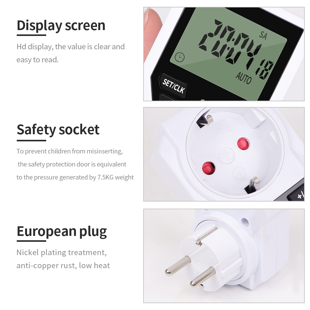 Digital  tm07 tidsstyrenhet brytare uttag 250v eu-kontakt timer uttag energisparande manager för kylskåp vattenbruk