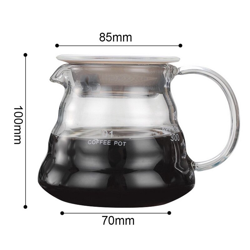 V60 Pour Over Glass Range Coffee Server 360ml 600ml 800ml Carafe Drip Coffee Pot Coffee Kettle Brewer Barista Percolator Clear: 360ml